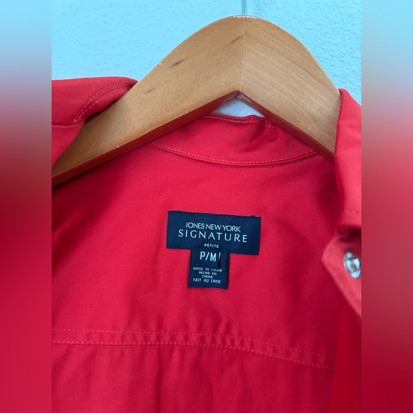 Jones New York NWT Hot Red Button Up Jacket with Silver Details Petite Size M - Picture 7 of 8